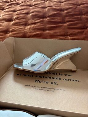 Reformation Silver Sculpted Wedge Slide